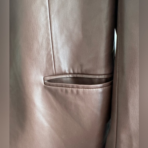 ZARA Faux Leather Blazer, Two Button Front, Pockets, Size S - Picture 11 of 12